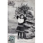Carte postale ancienne, france, voeux, bonne anne, enfant, fille, gui - oblitration du 24 / 12 / 1904 ...