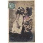 Carte postale ancienne, france, voeux, fille, enfant, femme - oblitration 1904