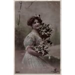 Carte postale ancienne, france, voeux, jeune femme, 1er - premier mai, bouquets de muguet