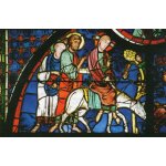 Carte postale - cathedrale notre dame de laon - vitraux des lancettes - l'entre a jrusalem