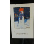 Carte postale double apbp artistes peignant de la bouche et du pied meilleurs voeux bonhomme de neige ...