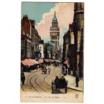 Carte postale dunkerque rue de l eglise editions l l caleche clocher attelage nord 59
