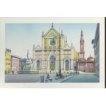Carte postale de florence (italie) tableau de l' eglise santa croze et du monument dante alighieri