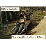 Carte postale humoristique   siffle la bouteille . . . mais n'souffle pas dans le ballon