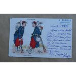 Carte postale humouristique  j'en bave des pieds , affranchie : 1904