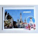Carte postale lourdes. basilique notre - dame, la grotte de massabielle, la vierge marie couronne. hautes ...