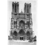 Carte postale noir et blanc entourage blanc - reims - la facade de la cathedrale - editeur real photo ...