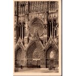 Carte postale de reims (marne) la cath�drale : le grand portail et la rosace