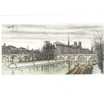 Carte postale d'une reproduction d'un tableau de bernard buffet : � paris, le vert galant �