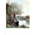 Carte postale d'une reproduction d'un tableau de jean - baptiste camille corot :  la liseuse sur la ...