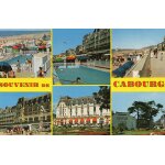 Carte postale avec timbre - cabourg - divers aspects de la plage - du grand hotel et des jardins du casino. ...