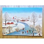 Carte postale de voeux 1983. tableau , peinture  premire neige  de gerti bracksieck. tampon courchevel ...