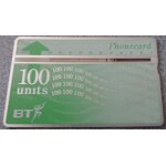 Carte t�l�phonique anglaise - b t phonecard - 100 units - fond vert - cr�dit utilis�