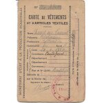 Carte de vtements et d'articles textiles (commissariat d'tat a la production industrielle) dlivre ...