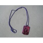 Chane maille petites boules violettes, pendentif hannah montana