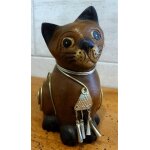 Chat collier . figurine en bois