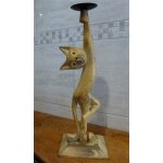 Chat figurine . bougeoir en bois