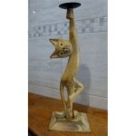 Chat figurine . bougeoir en bois