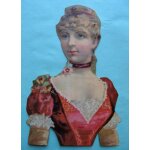 Chromo decoupis 13, 5 / 9 cm femme en robe de soiree