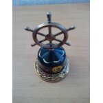 Cloche de table en laiton emaill� d�co fleurs avec gouvernail