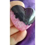 Coeur en agate, pendentif rose et noir. longueur 4. 4 cm. epaisseur 5 mm. magnifique cristal, une des ... Coeur en agate, pendentif rose et noir. longueur 4. 4 cm. epaisseur 5 mm. magnifique cristal, une des ...