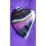 Coeur en agate violet et noir. pendentif 5. 1 cm. magnifiques couleurs avec cristal. une des plus belles ...