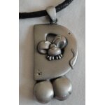 Collier diddl - cordon noir avec lettre d - longueur 36cm + 7cm de rglage - pendentif de 3. 5cm