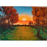 Coucher de soleil au qubec : peinture sur toile, acrylique, vernis satin, fixation incluse. 70x50 cm ...