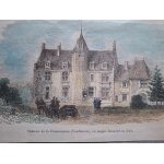 Couture - sur - loir   chteau de la poissonnire  gravure du xixme sicle aquarell main