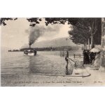 Cpa lac du bourget le grand port, arriv�e du bateau  la savoie
