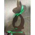 Decoration de p�ques / lapin de p�ques en bois sur socle - neuf