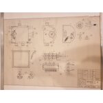 Dmarreur, dessin industriel sur papier calque, 84 x 59 cm