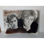 Dessin alain delon au fusain