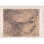 Dessin original au fusain tete d'enfant