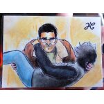 Dessin original superman & lois 2021 clark sauve son fils jordan miniature art 1 / 1
