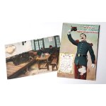 Deux cartes postales militaires anciennes infanterie - intrieur du poste de police + vive la classe ...
