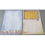 Deux feuilles de papier diddl, format a4 (21x29. 7cm) - fonds bleu et jaune - petits carreaux - décors ... Deux feuilles de papier diddl, format a4 (21x29. 7cm) - fonds bleu et jaune - petits carreaux - décors ...