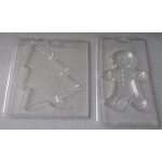 Deux plaques polypropylne pour moulage chocolat : sapin et bonhomme pain d'epices - dimensions plaques ...