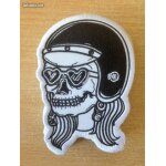 Ecusson brod tte de mort bikeuse motarde 11x7, 5 cm