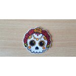 Ecusson patch brod tte de mort rose bijoux skull head roses jewels 6x6 cm, thermocollant, pas besoin ...
