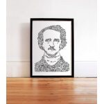 Edgar allan poe - a3 42x30cm - portrait biographique de l'ecrivain americain - art ligne continue - edition ...