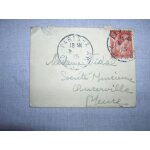 Enveloppe obliteree de 1945 petit format avec timbre a 1, 50 fr Enveloppe obliteree de 1945 petit format avec timbre a 1, 50 fr