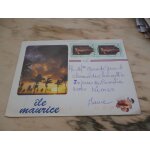 Enveloppe avec photos de l'le maurice (recto - verso). deux timbres