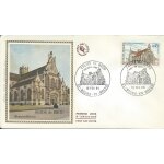 Enveloppe premier jour (motif en soie) eglise de brou