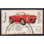 Espagne vignette voiture prototipe spyder serra pegaso z - 102 ss sur fragment mus�e salamanque