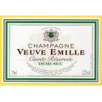 Etiquette de champagne demi - sec veuve emille, reims en braille superpos�