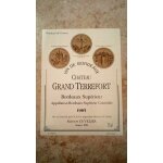 Etiquettes de vin chteau grand terrefort bordeaux suprieur 1985 neuve