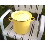 Faitout jaune - acier emaill� 8 litres - hauteur 25cm , diam�tre 25, 5cm - ann�es 50 / 60 - marmite, ...