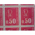 Feuille de 100 timbres marianne de becquet rouge 0, 50 - 3 bandes de phosphore - yt 1664c