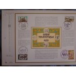 Feuillet philat�lique cef 194s n8 soie - s�rie touristique 1972 : narbonne, chateau de bazoches, charlieu, ...
